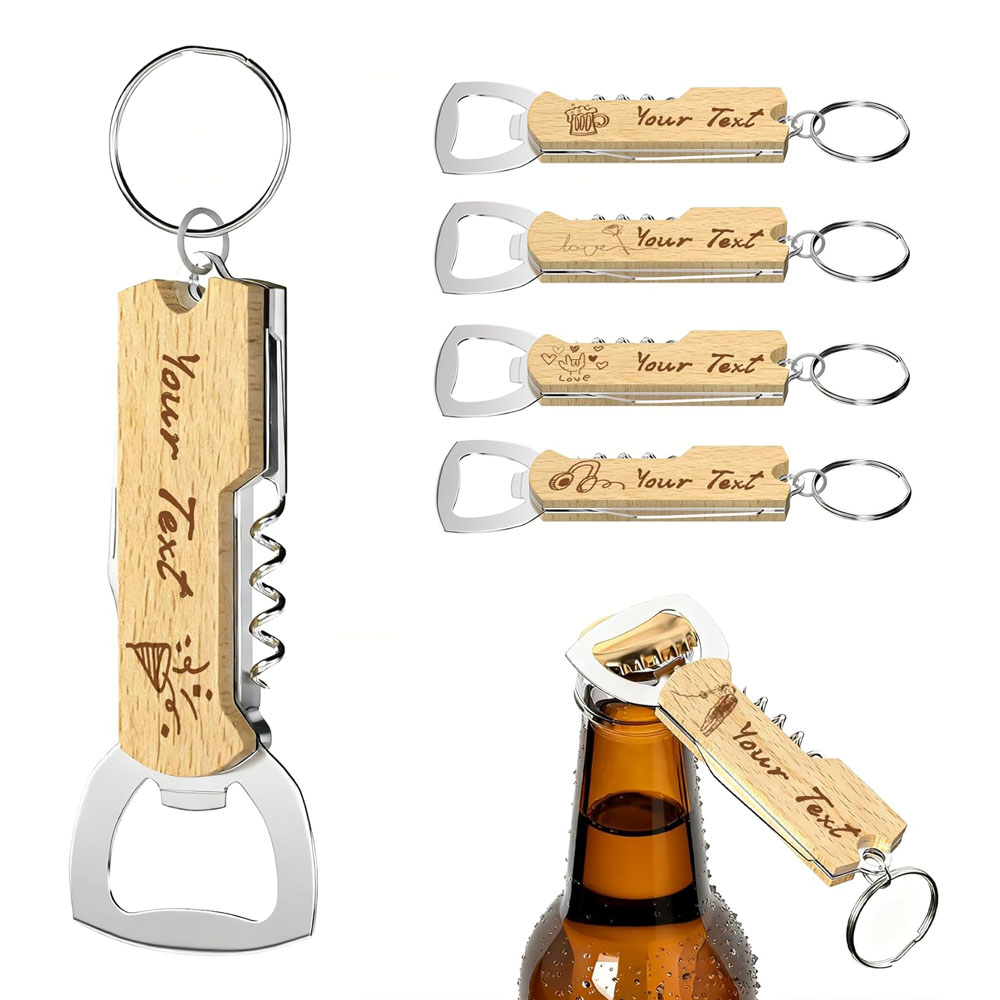 Bottle Opener Keyring - Portachiavi apribottiglie con logo inciso personalizzato